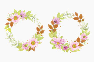 beautiful floral wreath and leaves design