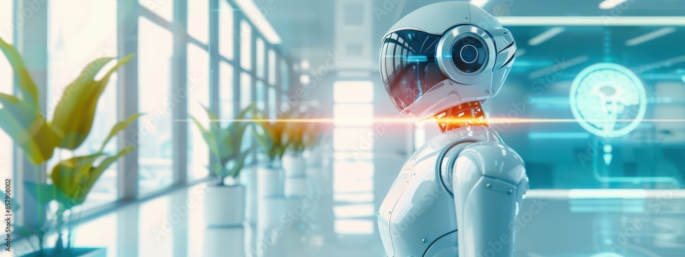 Poster ai health bot scheduling appointments: a sleek, futuristic ai health bot with a friendly interface, 