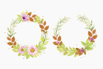 beautiful floral wreath and leaves design