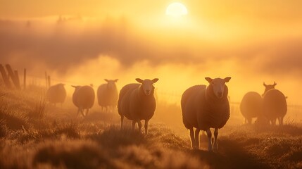 Fototapeta premium Sheep on the moores. 