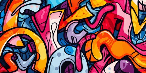 Abstract urban graffiti on the wall close up, graffiti background