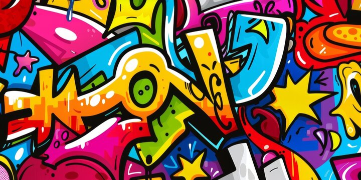 Abstract urban graffiti on the wall close up, graffiti background