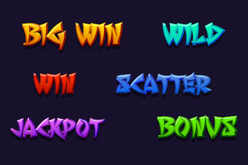 Words for slots. Wild, jackpot, win, bonus, and scatter in Chinese style