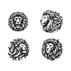 Lion Head Silhouette Vector Illustration Art