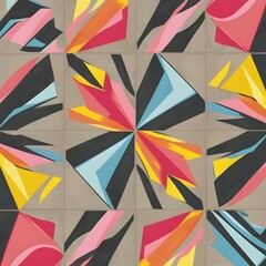 Obraz premium abstract geometric retro background, modern wallpaper design, cement texture,Ceramic kitchen or bathroom wall tile Generative AI