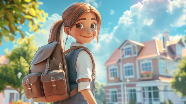 cheerful asian teen boy in school uniform with backpack