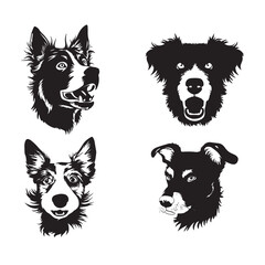 Set Of Dog Silhouette Vector Art Illustrations