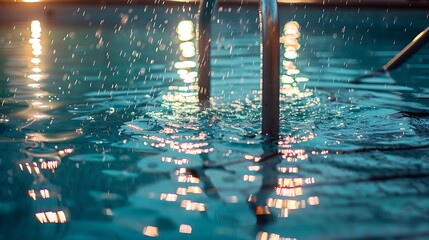 rain falling in the swiming pool