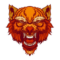 Head of a growling wolf.	