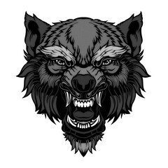 Head of a growling wolf.	