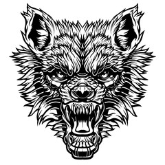 Head of a growling wolf.	