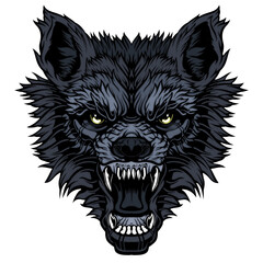 Head of a growling wolf.	