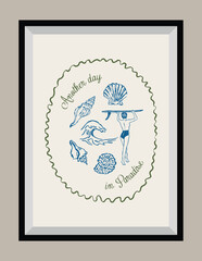 Minimal hand drawn vector dolce vita illustration with aesthetic quote in a poster frame. Art for greeting cards, wedding invitations, postcards, branding, logo design.
