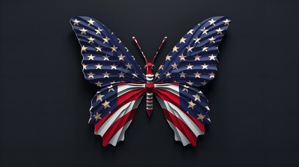 Beautiful butterfly with USA flag pattern