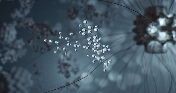 Danuglipron rotating 3d molecule, molecular structure of small-molecule glp 1 agonist, seamless video