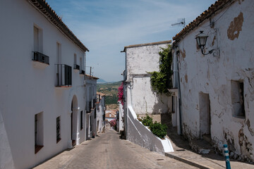 Typical street of pueblos blancos, Zahara de la Sierra, Andalusia