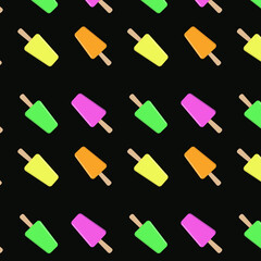 Seamless repeating pattern of ice cream lollipops of different colors
