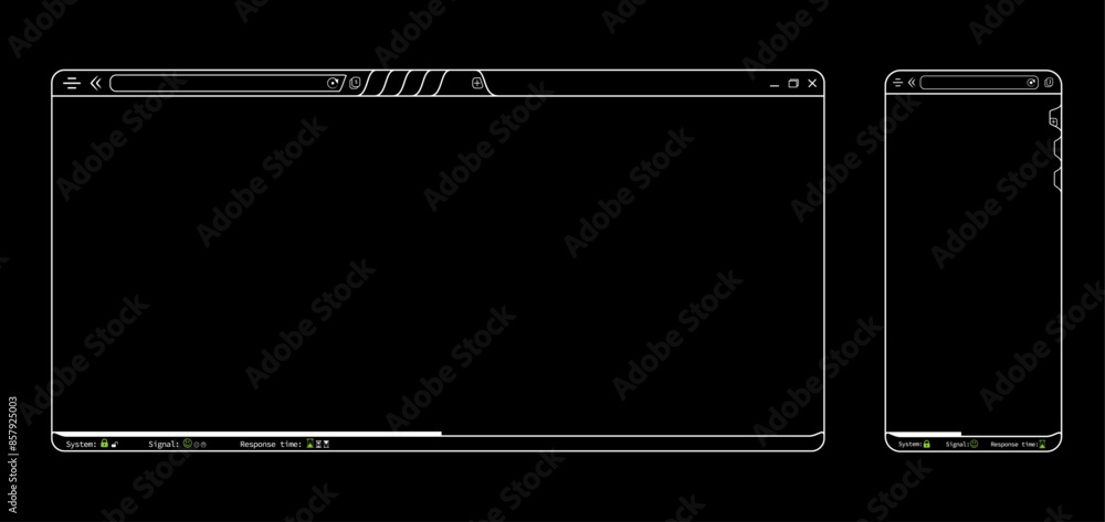 Wall mural abstract white internet browser, phone app webpage, blank website template vector on black backgroun