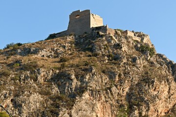 Fototapeta premium View of the Palamidi fortress that was built in 1711-1714 in Nafplio city. Nafplio is situated on the Argolic Gulf in the northeastern Peloponnese. Greece. Europe.