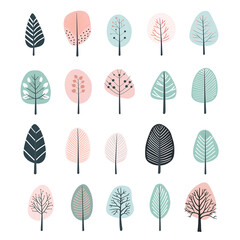 Pastel Tree Illustrations with Minimalist Design