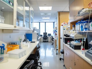 In a cutting-edge research medical DNA lab, scientists study and manipulate genetic materials using biotechnology tools like DNA sequencing, CRISPR gene editing, and polymerase chain reactions to expl