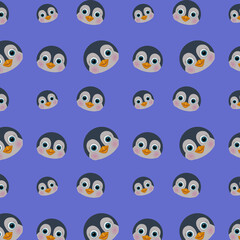 Seamless repeating pattern of penguin faces