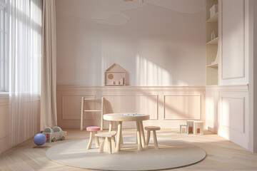 Fototapeta premium toys in kids play room, pastel soft colors