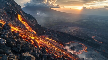 Hot Lava Glide from Mount Merapi Towards the Southwest