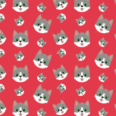 Seamless repeating pattern of cats' faces