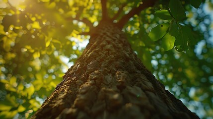 Fototapeta premium Shallow DOF green tree looking up