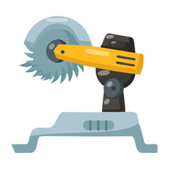 wood cutting machine in a workshop concept, Hand Woodworking Circular Saw vector color icon design, timber and lumber Symbol,  forest Deforestation products Sign,mill yard sawworks stock illustration