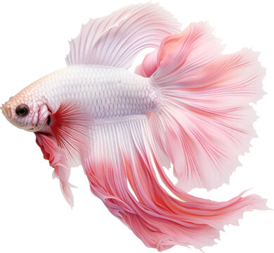 beautiful pink betta siamese fighting fish isolated on white or transparent background,transparency 