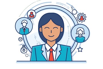 Tech support. Professional. Project manager. Task. Vector illustration of a customer service team members. Work connections. Communication. Co-workers. User. Digital marketing