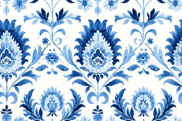 Fototapeten Floral Ikat pattern seamless embroidery background border Elegant and intricate design featuring vibrant floral motifs in a seamless arrangement with Ikat-inspired embroidery Perfect for textiles © Thi