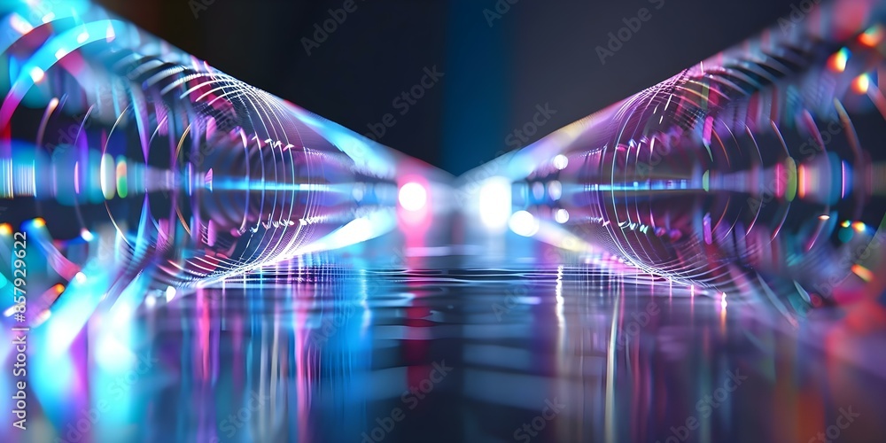 Poster intersecting light waves create a colorful interference pattern demonstrating constructive and destr