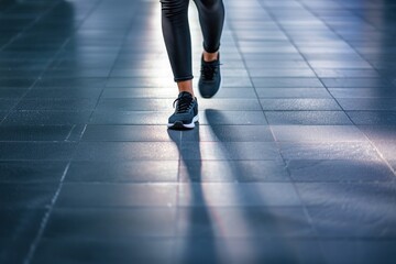 Fototapeta premium Close-Up of Legs Walking in Athletic Shoes. Generative ai