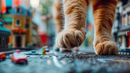 Cat's Paws in a Miniature City. Generative ai