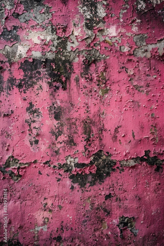 Poster a close-up of a red wall with peeling paint, showing the worn and weathered surface