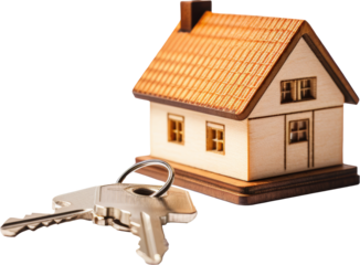 house model with keys isolated on white or transparent background,transparency 