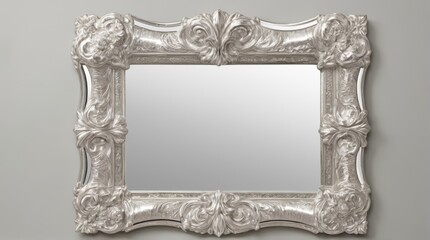 Decorative Silver Ornate Mirror with Intricate Frame