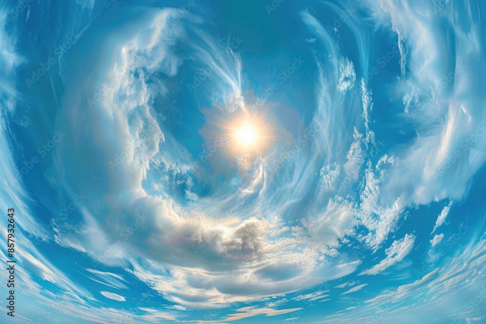 Aufkleber a cloudy sky with sunlight peeking through, perfect for various uses such as weather forecasting or 