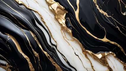Obraz premium Gold abstract black marble background art paint pattern ink texture watercolor white fluid wall. Abstract liquid gold design luxury wallpaper nature black brush oil modern paper splash painting water 