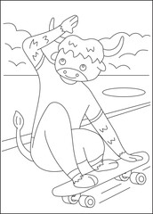 bull skate funny coloring book page