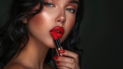 Fototapeta premium The woman with red lipstick