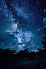 night sky with clouds and stars