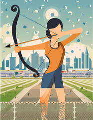 Obraz premium Abstract Archery Illustration for Paris 2024 Olympics