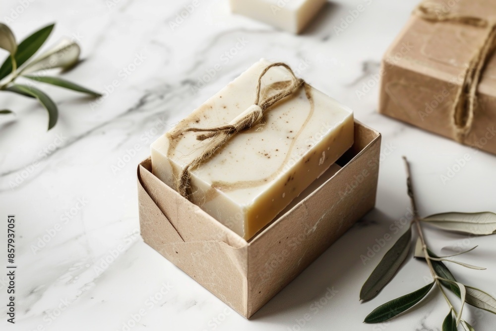 Poster A single box of soap sits on a countertop, ready for use