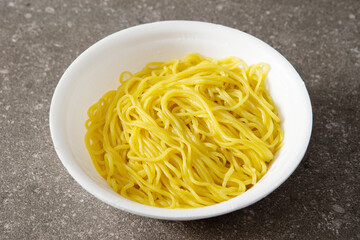 Boiled noodles in a bowl