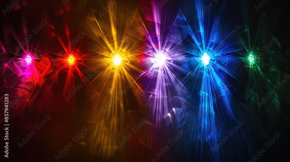 Poster a close-up shot of a bunch of colorful led lights, suitable for use in designs about technology, inn
