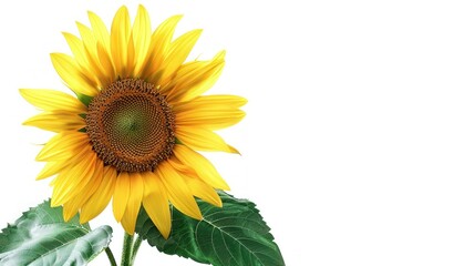 Obraz premium Single Sunflower Isolated on a White Background